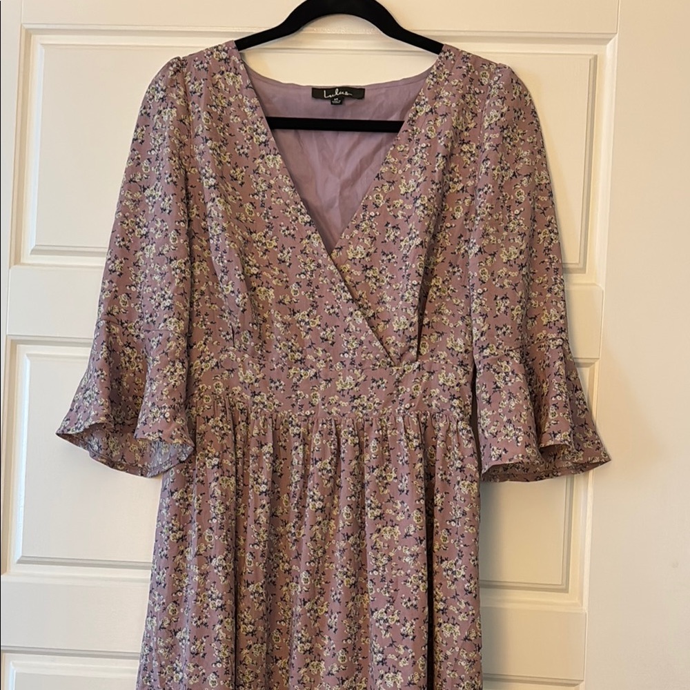 Lulu's Purple Floral Long Sleeve Dress